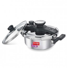 Prestige Clip On Stainless Steel Pressure Cooker with Glass Lid (3 Litres, Metallic Silver)